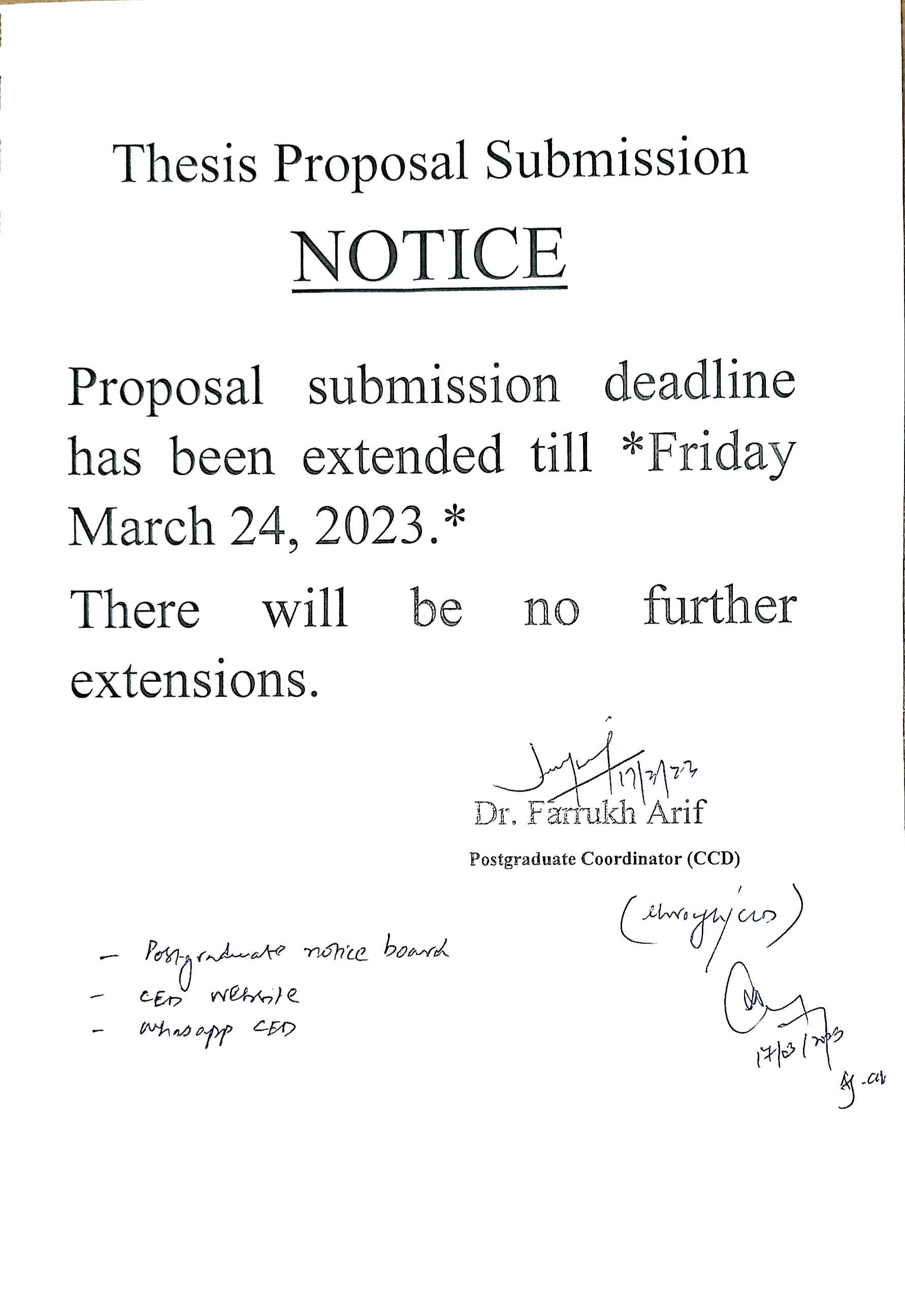 extension of thesis submission