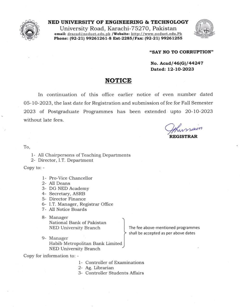 M. Engg Admission Date Exrended
