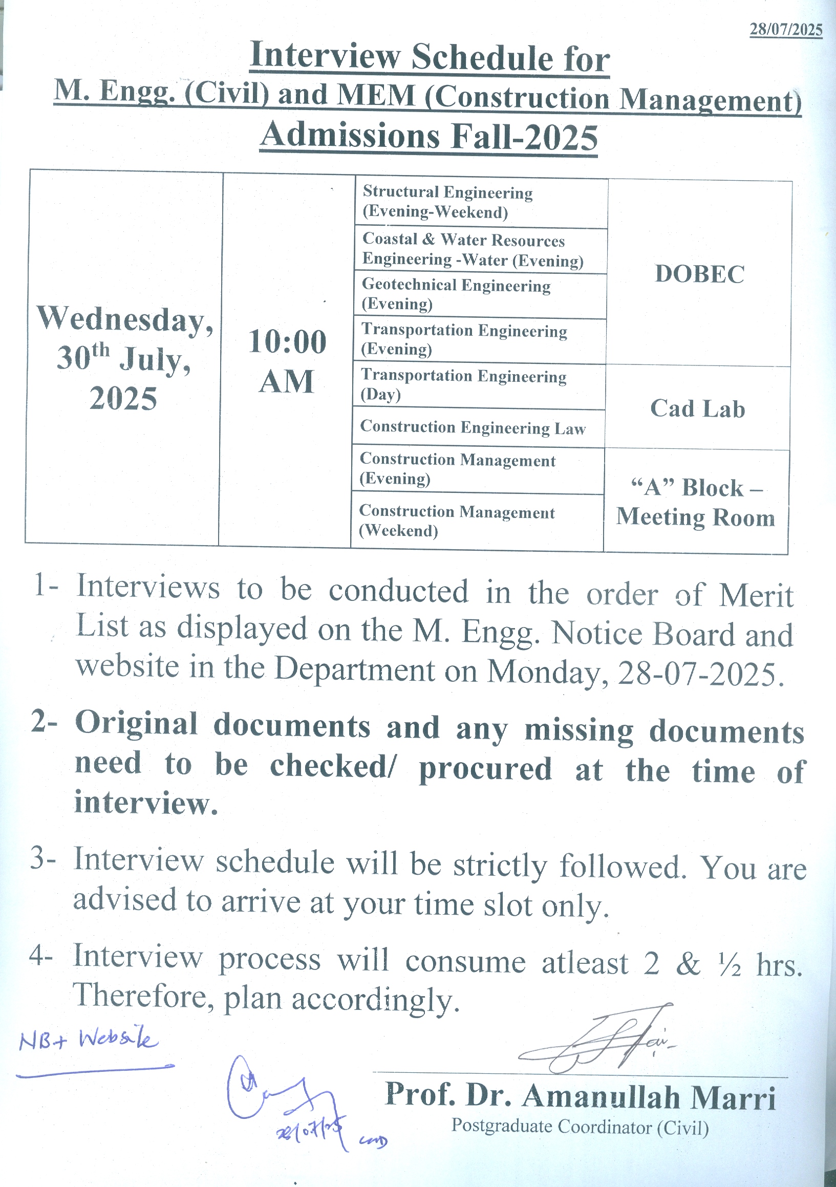 Interview schedule